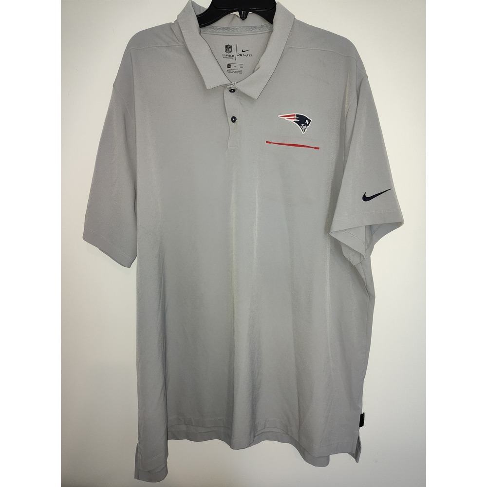Nike New England Patriots NFL On-Field Dri-FIT Polo Shirt Mens 3XL Grey